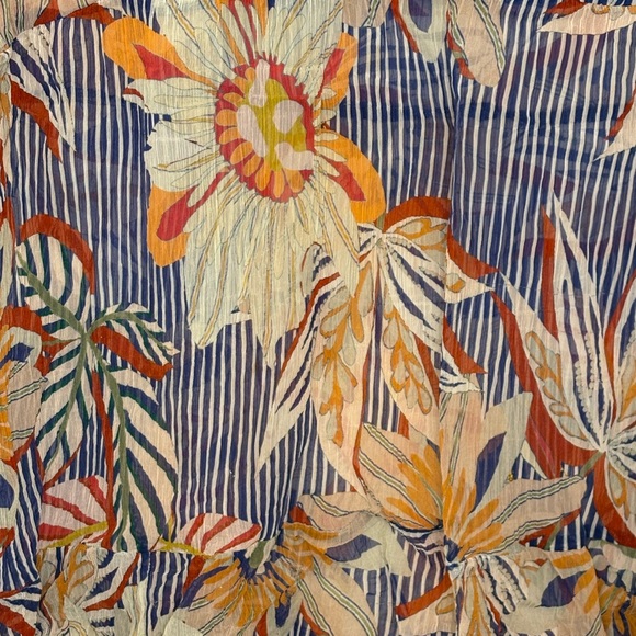 Soft Surroundings Navy Blue Orange Floral Embroidered Tunic Top Boho XL - Picture 8 of 8